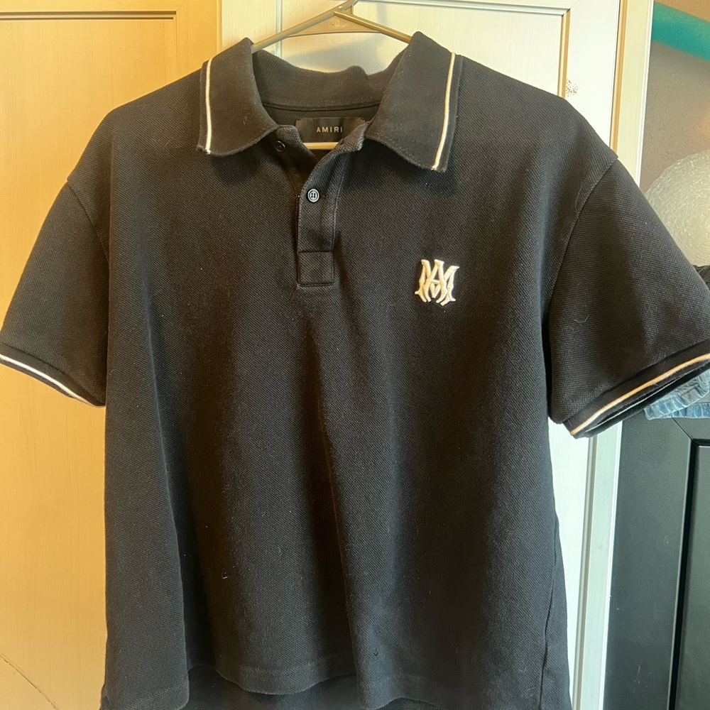 AMIRI Black Polo with White Accents